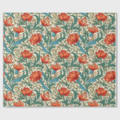 William Morris geïnspireerd terracotta pastel groe Cadeaupapier (Vlak)