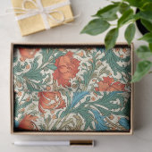 William Morris geïnspireerd terracotta pastel groe Tissuepapier (Geschenk)