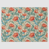William Morris geïnspireerd terracotta pastel groe Tissuepapier (Voorkant)