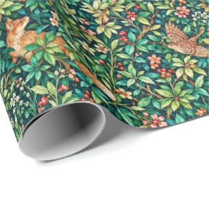 William Morris geïnspireerde vos en fazant Cadeaupapier