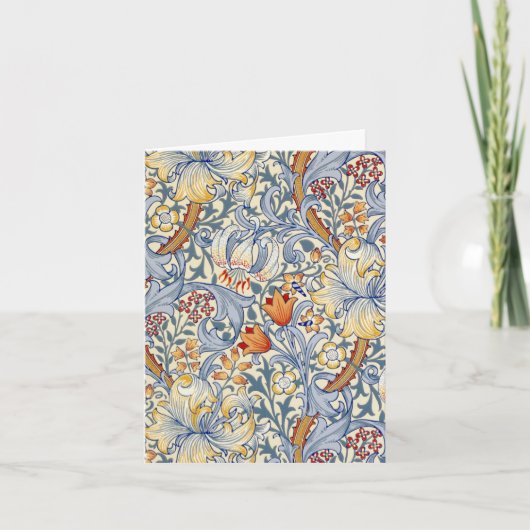 William Morris Gold Lily Folded Note Card (Devant)