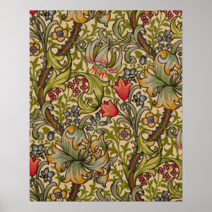 William Morris Golden Lilly Floral Design Poster
