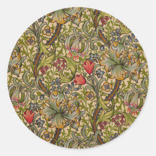 William Morris Golden Lily Antieke Bloempatroon Ronde Sticker