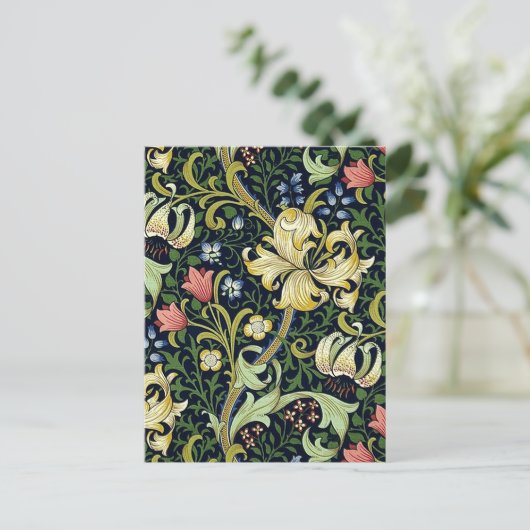 William Morris Golden Lily Bloemen Patroon Briefkaart (Staand voorkant)