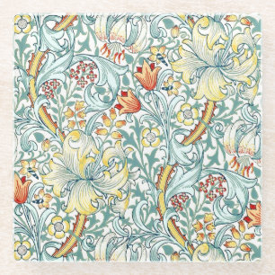William Morris Golden Lily Bloemen Patroon Glazen Onderzetter
