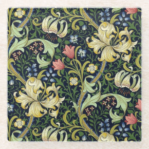William Morris Golden Lily Bloemen Patroon Glazen Onderzetter