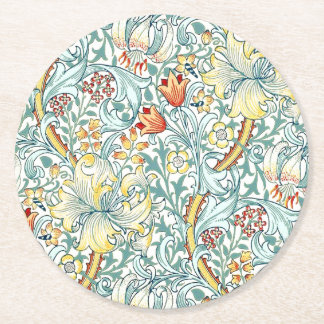 William Morris Golden Lily Bloemen Patroon Ronde Kartonnen Onderzetter