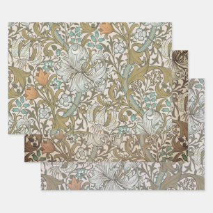 William Morris Golden Lily Blue Gold Classic Inpakpapier Vel