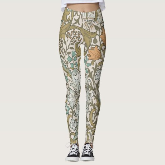 William Morris Golden Lily Blue Gold Classic Leggings (Voorkant)