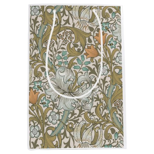 William Morris Golden Lily Blue Gold Classic Medium Cadeauzakje (Voorkant)
