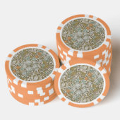 William Morris Golden Lily Blue Gold Classic Poker Chips (Opstapeling)