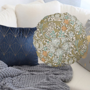 William Morris Golden Lily Blue Gold Classic Rond Kussen