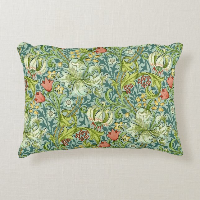 William Morris Golden Lily  Floral Design Accent Kussen (Voorkant)