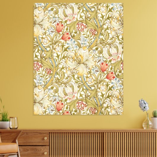 William Morris Golden Lily Pattern Canvas Afdruk (Insitu (Woonkamer))