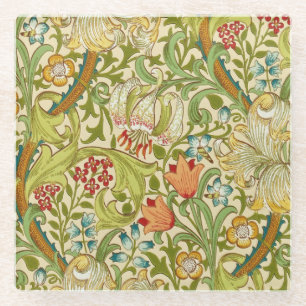 William Morris Golden Lily  Pre-Raphaelite Glazen Onderzetter