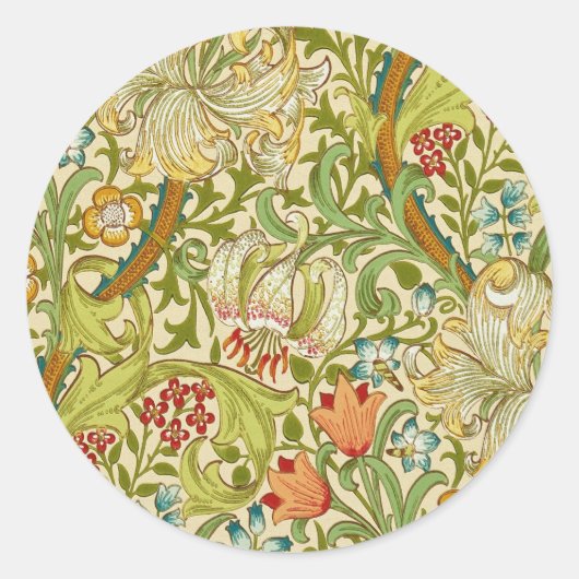 William Morris Golden Lily  Pre-Raphaelite Ronde Sticker (Voorkant)