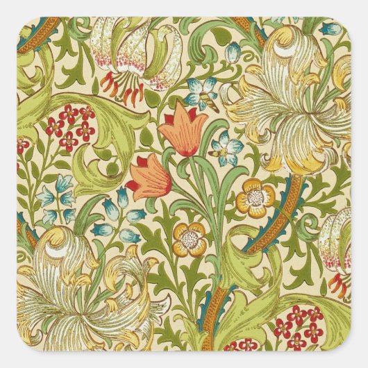 William Morris Golden Lily  Pre-Raphaelite Vierkante Sticker (Voorkant)