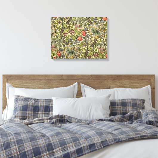 William Morris Golden Lily Restored Pattern Canvas Afdruk (Insitu (Slaapkamer))