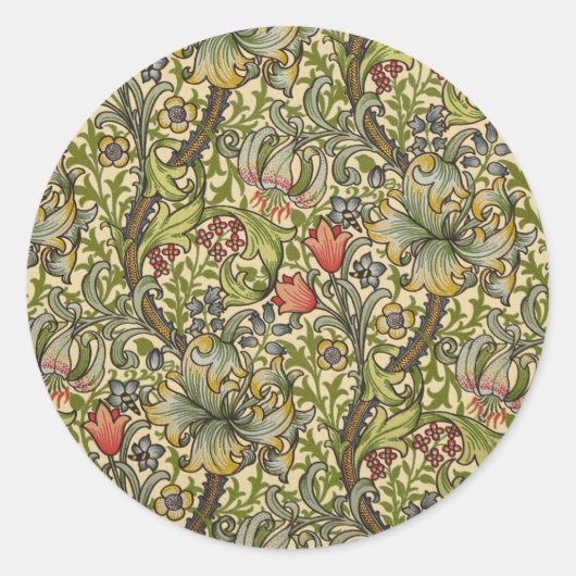 William Morris Golden Lily Ronde Sticker (Voorkant)
