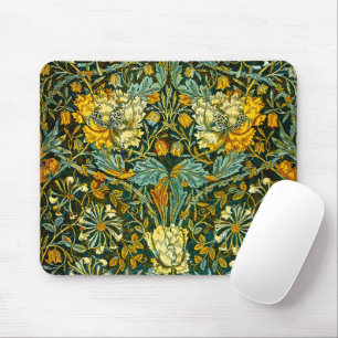 William Morris Gouden Kamperfoelie Bloem Behang Muismat