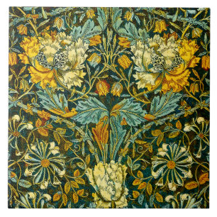 William Morris Gouden Kamperfoelie Bloem Behang Tegeltje