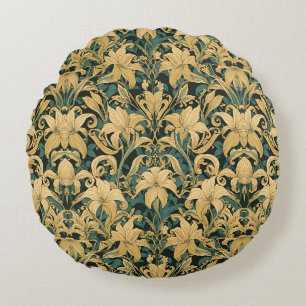 William Morris Gouden Lelie Vintage Pre-Raphaelite Rond Kussen