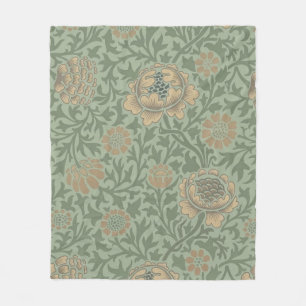 William Morris Grafton bloempatroon saliegroen Fleece Deken
