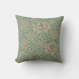 William Morris Grafton bloempatroon saliegroen Kussen