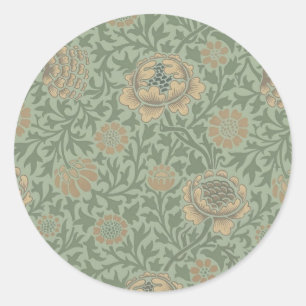 William Morris Grafton bloempatroon saliegroen Ronde Sticker