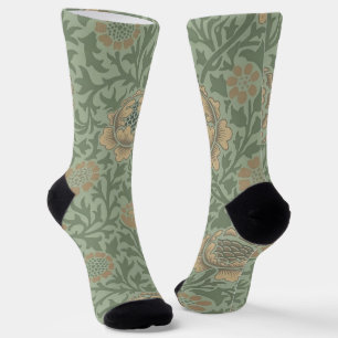 William Morris Grafton bloempatroon saliegroen Sokken