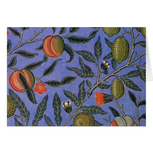 William Morris Granaatappel Blauw Kleurrijk Behang (Voorkant Horizontaal)
