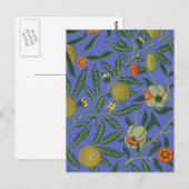 William Morris Granaatappel Blauw Kleurrijk Behang Briefkaart (Voorkant / Achterkant)