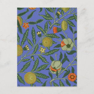 William Morris Granaatappel Blauw Kleurrijk Behang Briefkaart