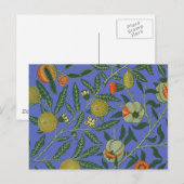 William Morris Granaatappel Blauw Kleurrijk Behang Briefkaart (Voorkant / Achterkant)