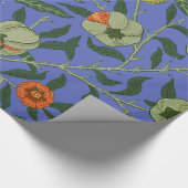 William Morris Granaatappel Blauw Kleurrijk Behang Cadeaupapier (Hoek)