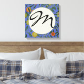 William Morris Granaatappel Blauw Kleurrijk Behang Canvas Afdruk (Insitu (Slaapkamer))