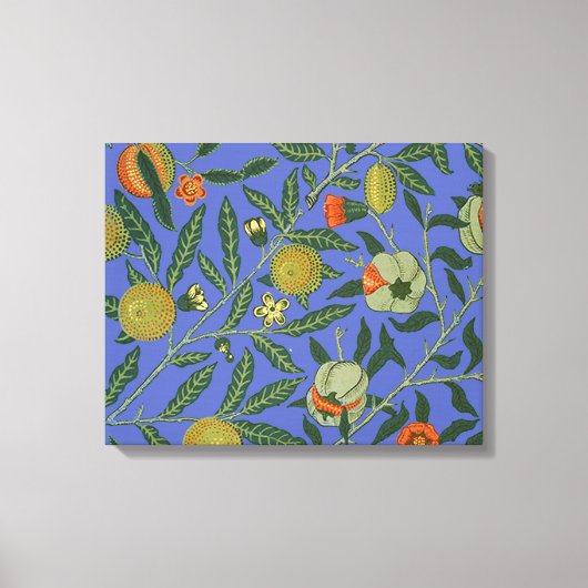 William Morris Granaatappel Blauw Kleurrijk Behang Canvas Afdruk (Voorkant)