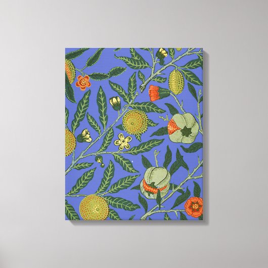 William Morris Granaatappel Blauw Kleurrijk Behang Canvas Afdruk (Voorkant)
