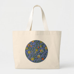William Morris Granaatappel Blauw Kleurrijk Behang Grote Tote Bag