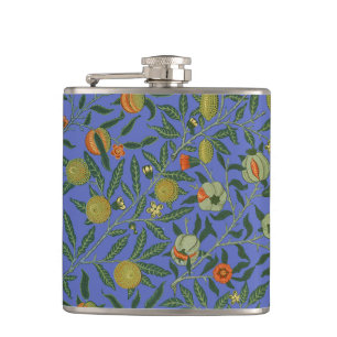 William Morris Granaatappel Blauw Kleurrijk Behang Heupfles