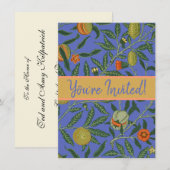 William Morris Granaatappel Blauw Kleurrijk Behang Kaart (Voorkant / Achterkant)