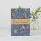 William Morris Granaatappel Blauw Kleurrijk Behang Kaart (Staand voorkant)