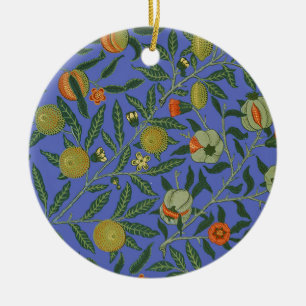 William Morris Granaatappel Blauw Kleurrijk Behang Keramisch Ornament
