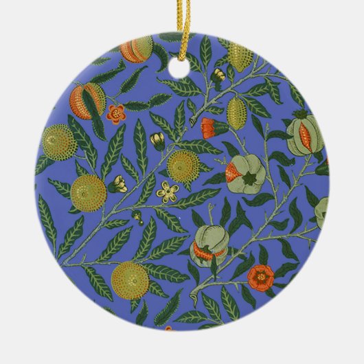 William Morris Granaatappel Blauw Kleurrijk Behang Keramisch Ornament (Voorkant)