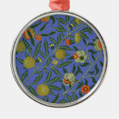 William Morris Granaatappel Blauw Kleurrijk Behang Metalen Ornament (Voorkant)