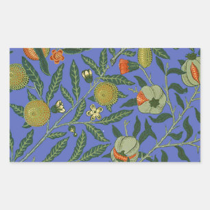 William Morris Granaatappel Blauw Kleurrijk Behang Rechthoekige Sticker