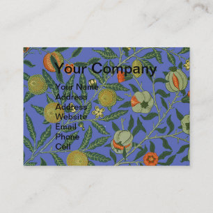 William Morris Granaatappel Blauw Kleurrijk Behang Visitekaartje