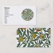 William Morris Granaatappel Blauw Kleurrijk Behang Visitekaartje (Voorkant / Achterkant)