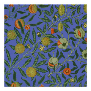 William Morris Granaatappel Blauwe Kleurrijke Beha Perfect Poster