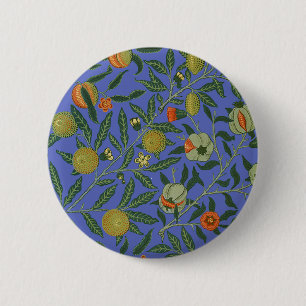 William Morris Granaatappel Blauwe Kleurrijke Beha Ronde Button 5,7 Cm